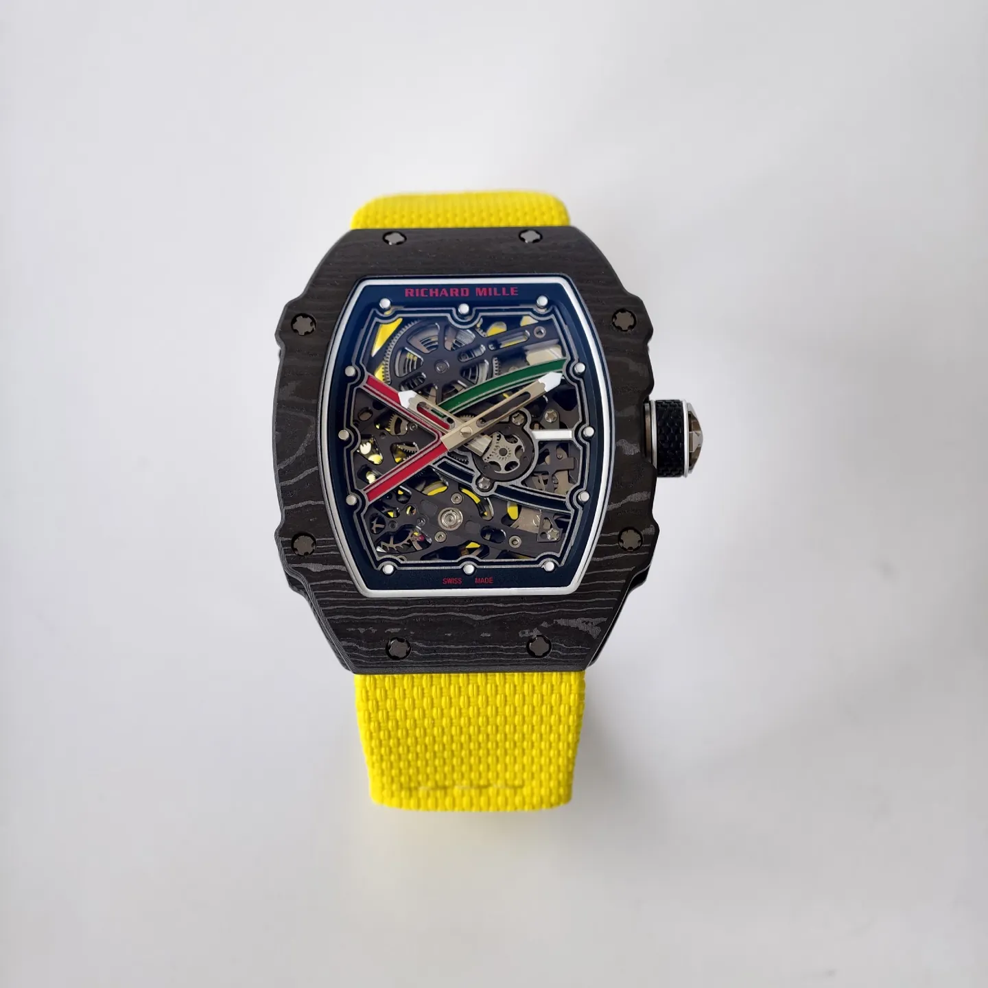 UMI Richard Mille RM 67-02 UAE Edition Black Carbon TPT Yellow Strap Skeleton Replica Watch