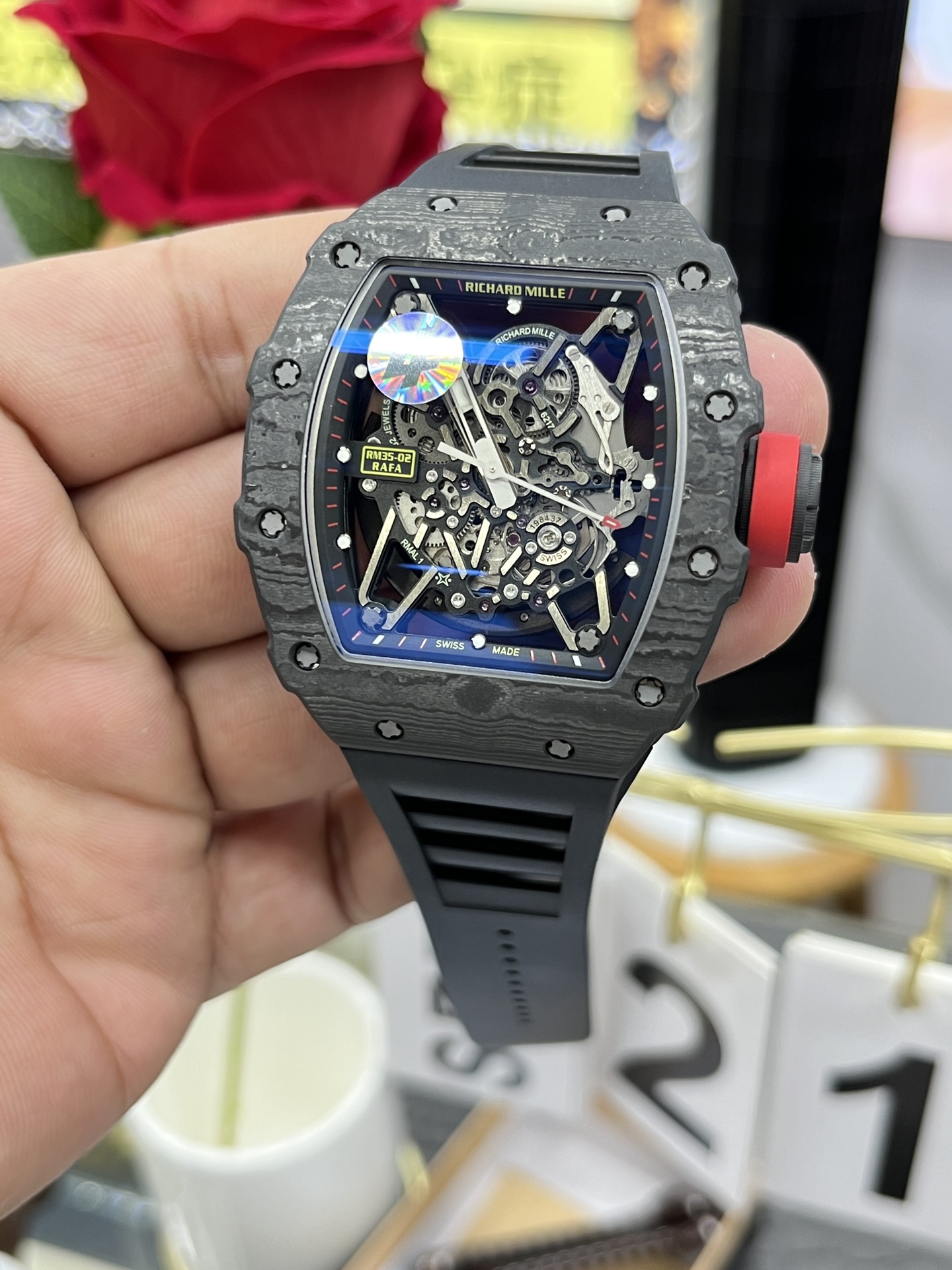 Best Richard Mille RM35-02 Carbon Fiber Skeleton Dial Swiss Replica Watch