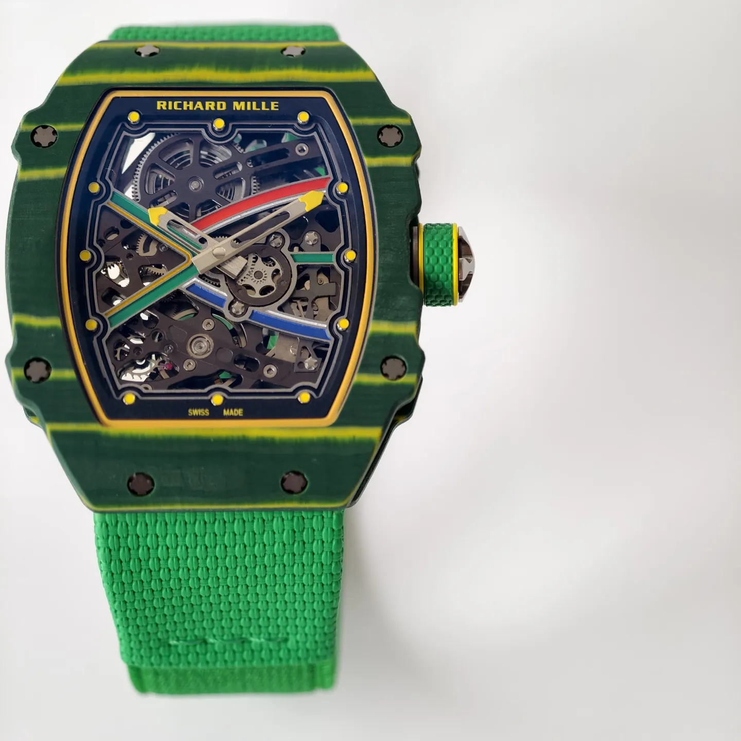 UMI RM 67-02 Van Niekerk Green Carbon Yellow Bezel Green Fabric Strap Replica Watch