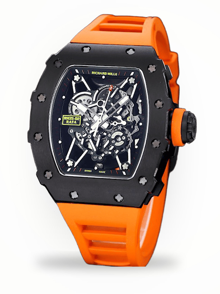 Luxury Sport Replica Richard Mille RM 35-02 Rafael Nadal Watch With Bold Orange Strap