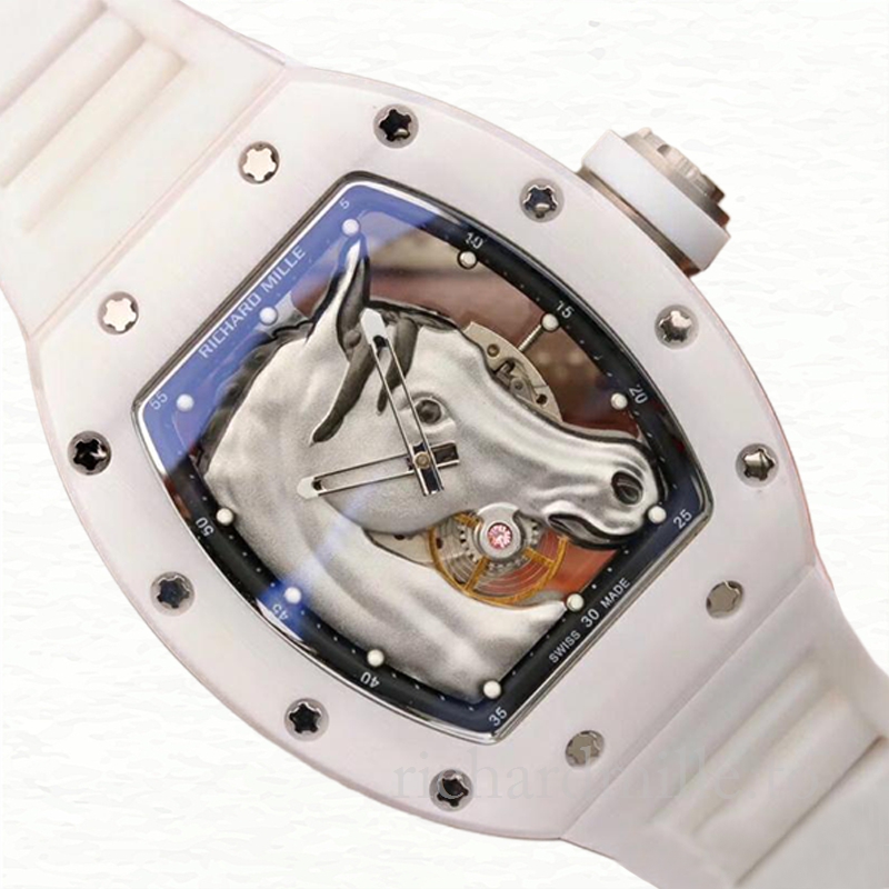Richard Mille RM52-02 Men Mechanical Rubber Band Watch Ceramics Bezel