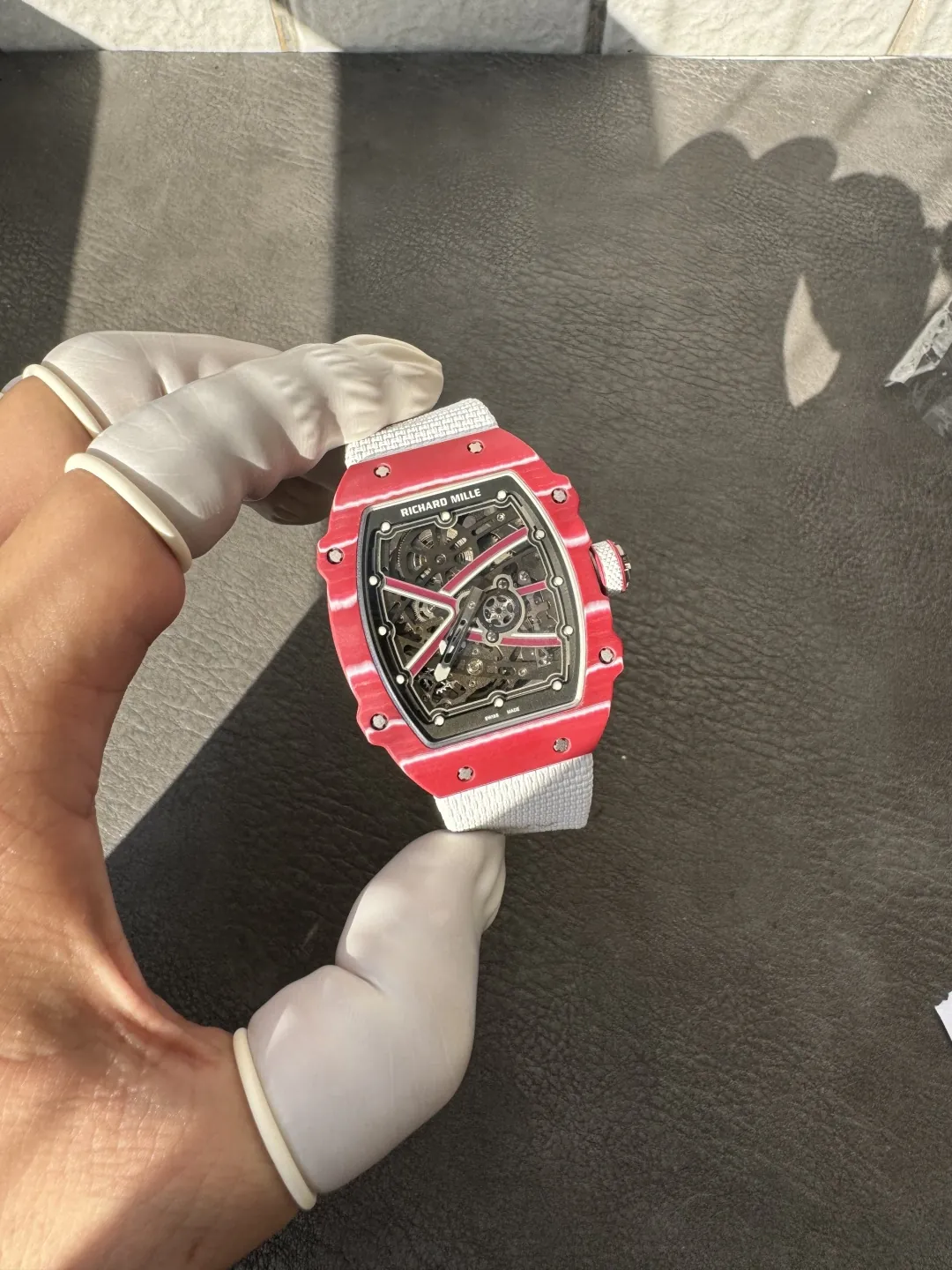 Richard Mille RM 67-02 Super Clone Ultra Thin Skeleton Dial Quartz TPT Red White Case
