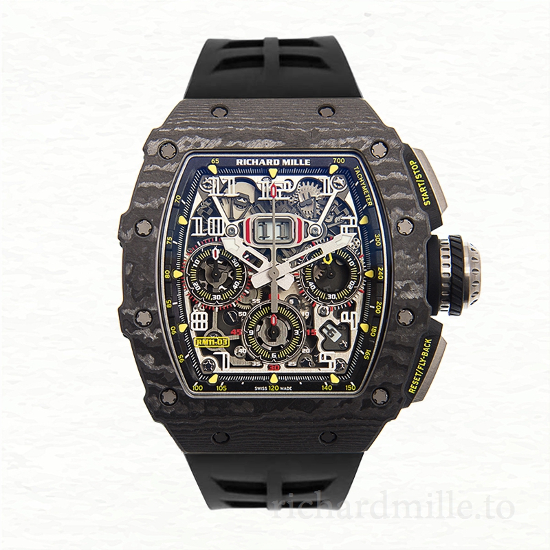 Richard Mille RM11-03 Men Automatic Transparent Dial Rubber Band Watch