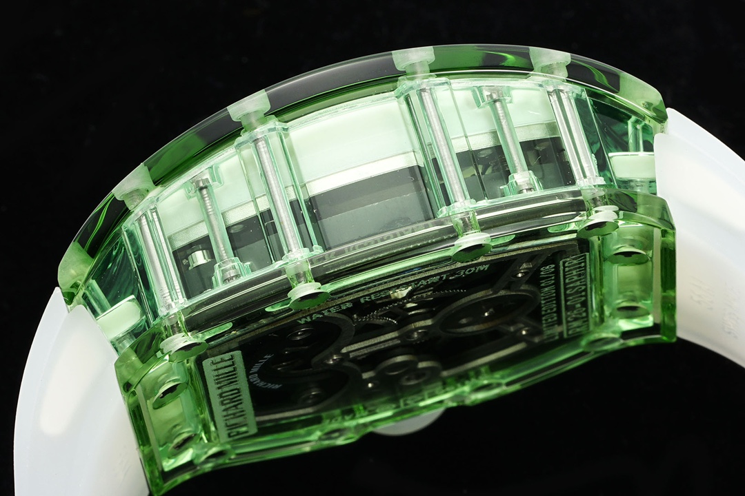 Luxury Replica Richard Mille RM 26-01 Panda Tourbillon Watch Full Crystal Case Skeleton Dial with White Rubber Strap