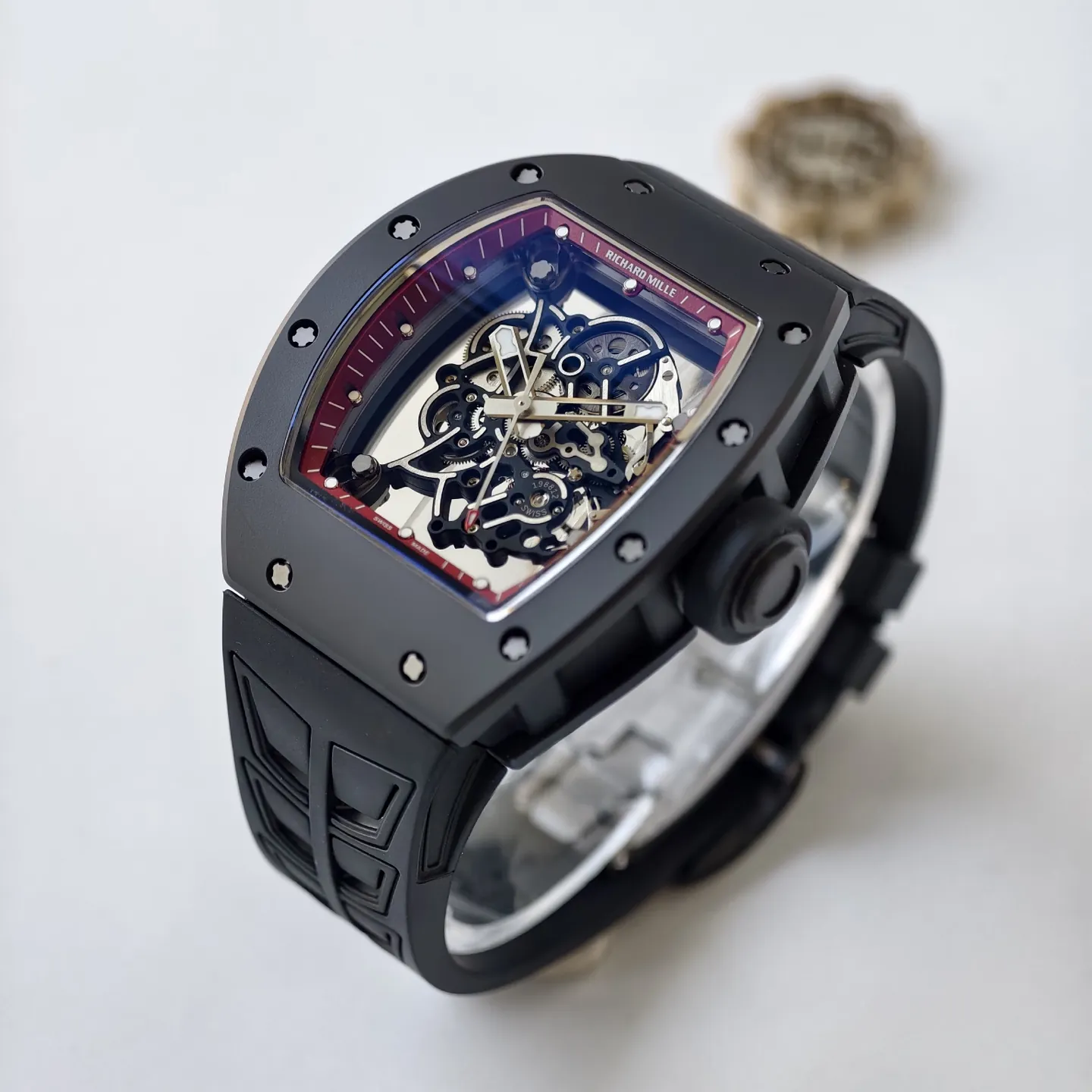 UMI Richard Mille RM 055 Bubba Watson Best Replica with Black Ceramic Case Red Flange RMUL2 Movement