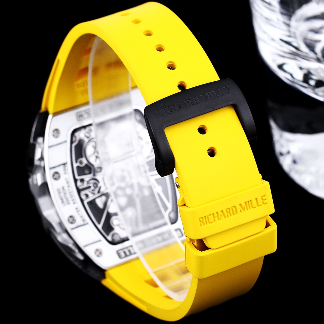 Replica Richard Mille 62-01 Tourbillon ACJ Watch with Yellow Rubber Strap – High-Precision Skeleton Dial & Titanium Case