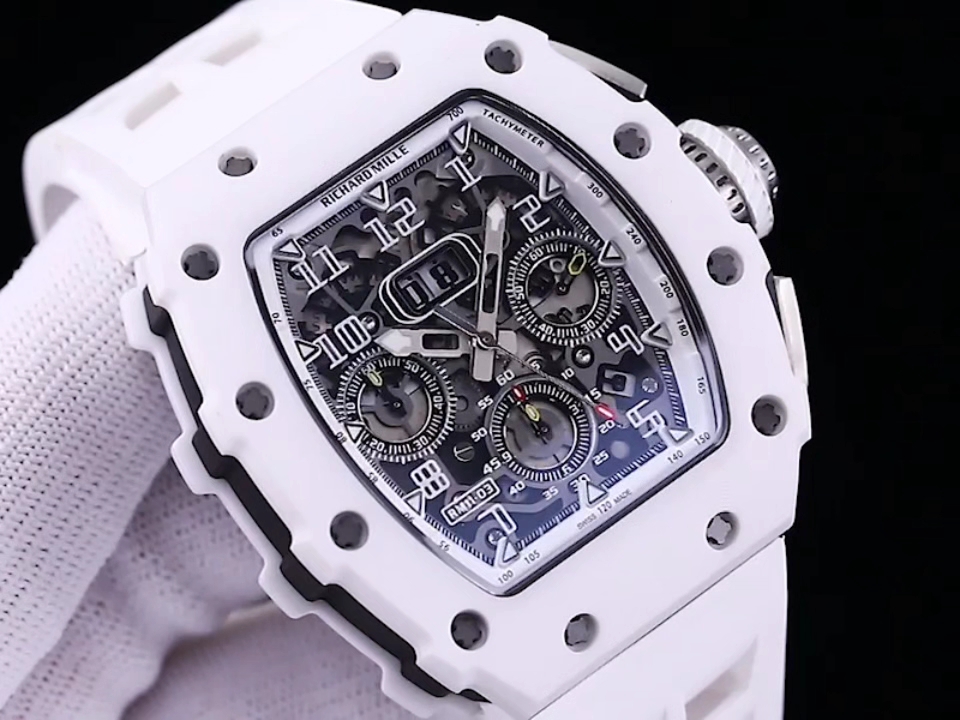 Luxury Richard Mille RM 11-03 Replica Watch | Swiss Movement | Titanium & White Ceramic | Skeleton Sport Design