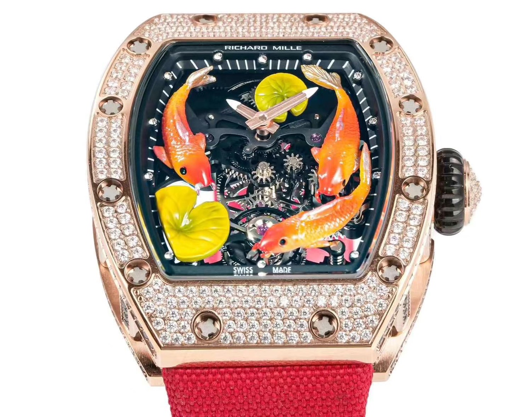 Replica RICHARD MILLE RM S10 Koi Tourbillon Watch with Rose Gold Case