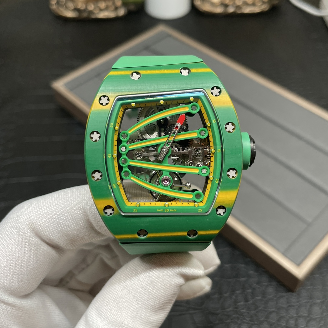 Richard Mille RM 59-01 Tourbillon Super Clone Skeleton Replica Watch Green Carbon Yohan Blake