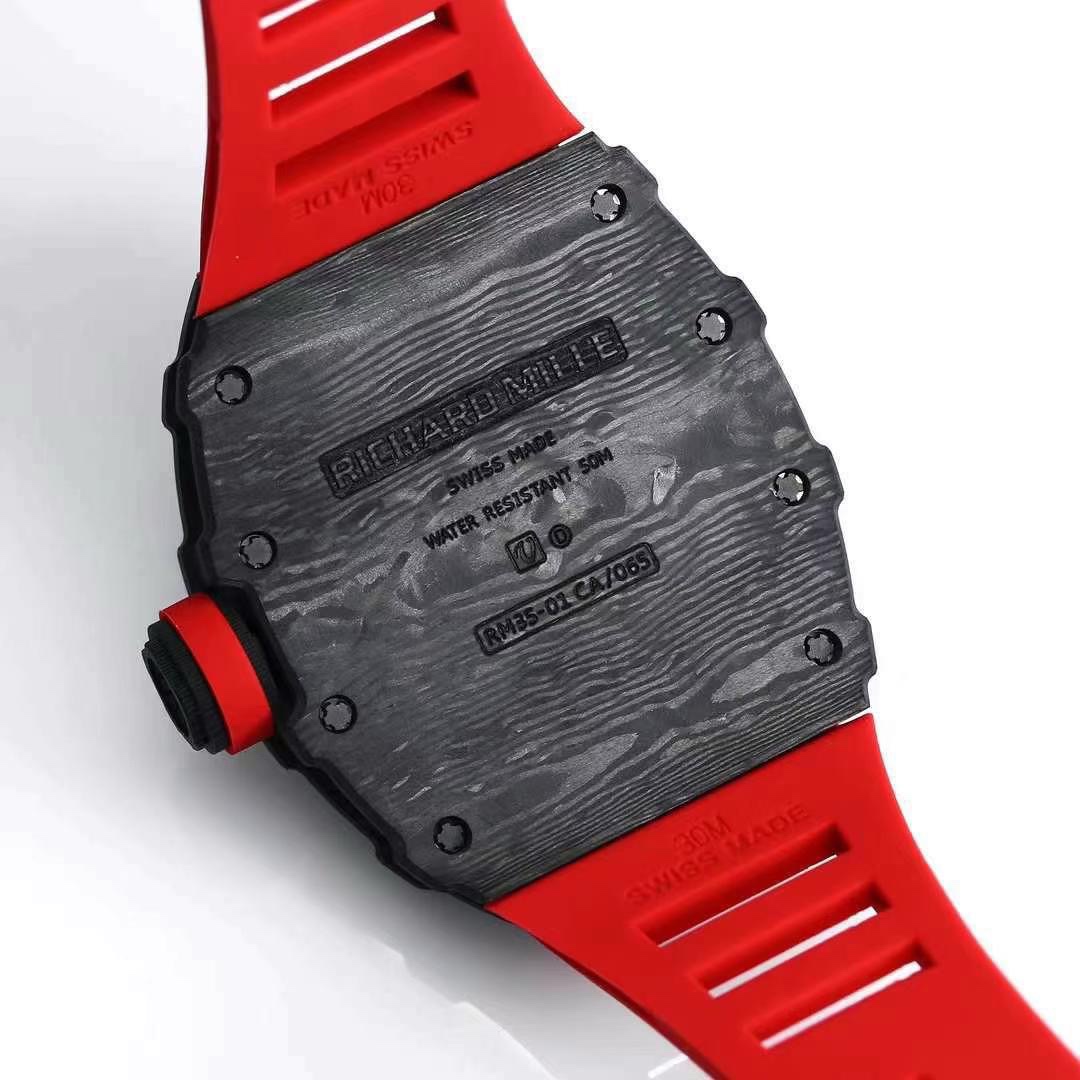 Richard Mille RM 35-01 Replica Swiss Clone with Carbon Case and Red Strap