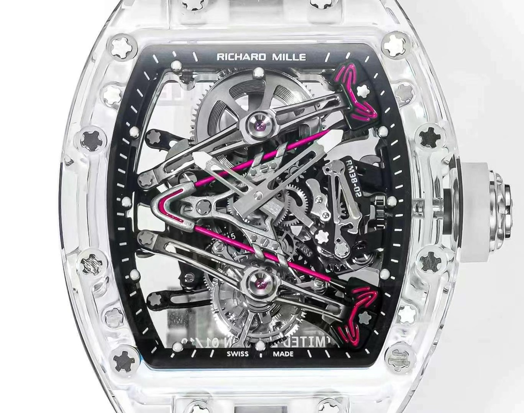 Richard Mille RM38-02 Tourbillon Replica Watch with Crystal Case - Pink Theme