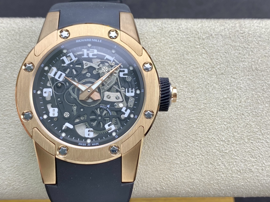 Richard Mille RM 63-01 Dizzy Hands Replica Rose Gold Swiss Watch – Elegant Skeleton Dial, Premium Finish