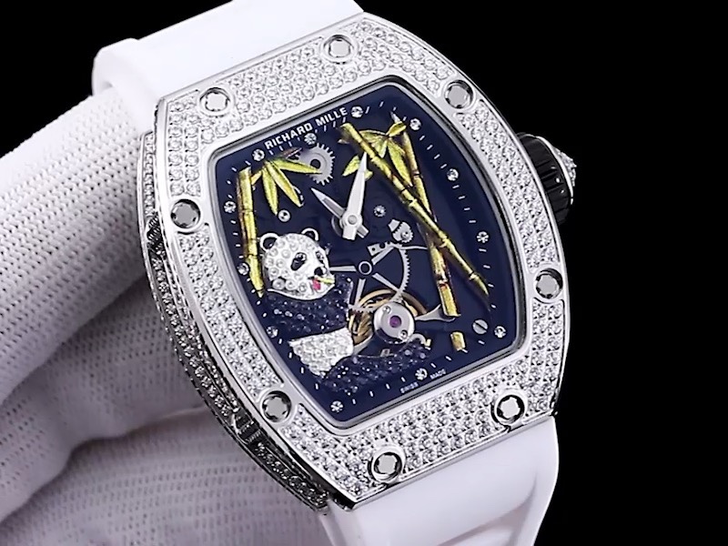 Replica Richard Mille RM 26-01 Swiss Tourbillon Panda White Diamond Bezel Watch