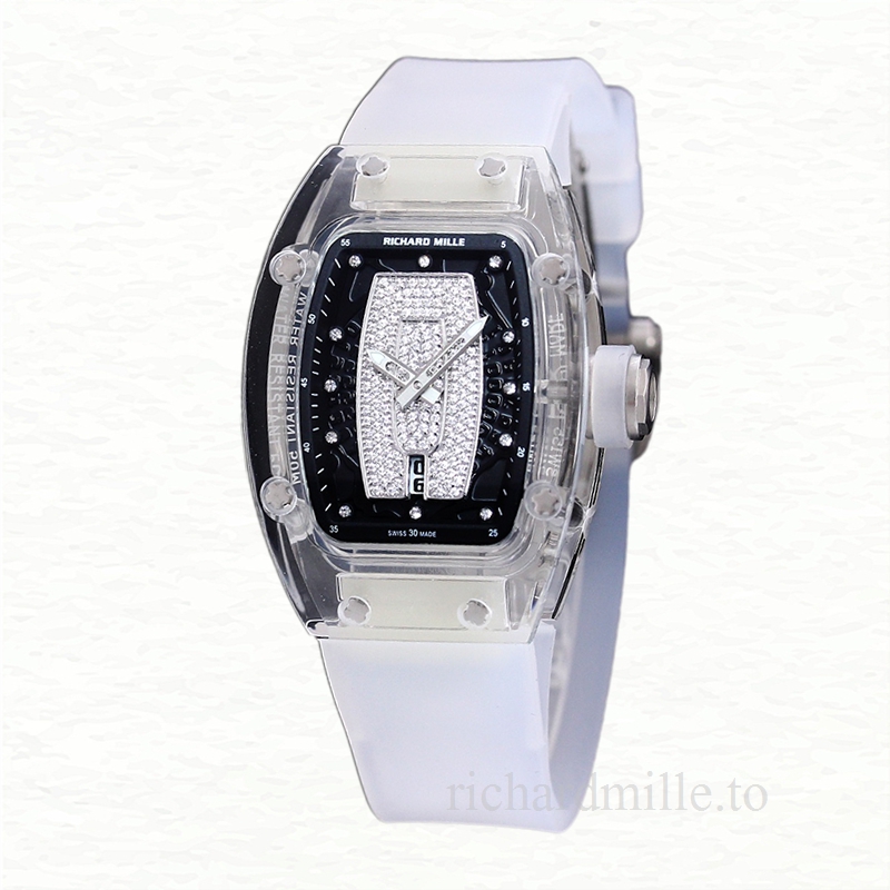 Richard Mille RM 07-02 Automatic Ladies Diamonds Dial Rubber Band Acrylic