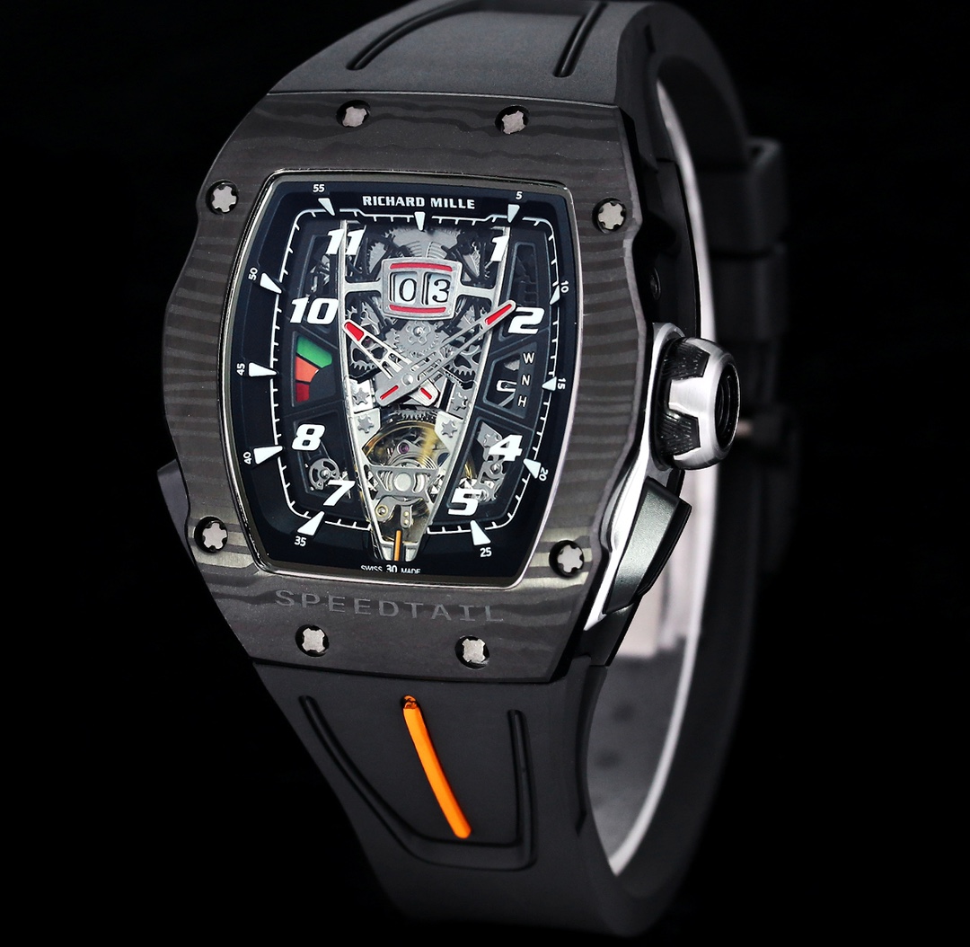 Replica Richard Mille RM 40-01 McLaren Speedtail Carbon Case Rubber Strap Tourbillon Movement Watch