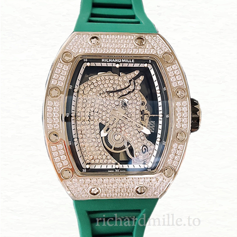 Richard Mille RM52-02 Mechanical Men Watch Rubber Band Diamond Bezel