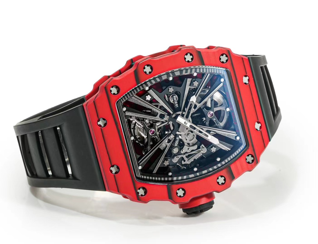 Richard Mille RM 12-01 Replica Swiss Tourbillon – Premium Red Carbon Case, Luxury Sports Watch
