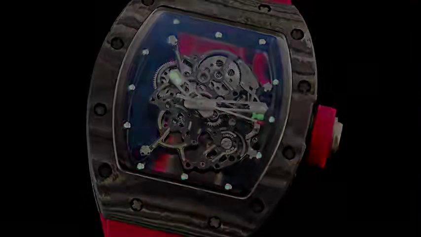 High-End Swiss Richard Mille RM 055 Replica Carbon NTPT Watch with Red Rubber Strap & Skeleton Dial