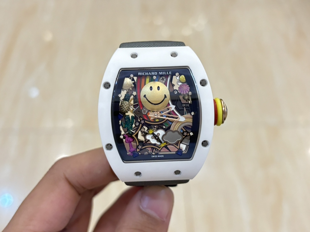 Richard Mille RM 88 Replica – White Ceramic, Black Strap, Swiss Tourbillon Look