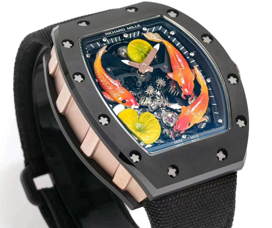 Swiss RICHARD MILLE RM S10 Replica – Koi Tourbillon, Black Steel Case, Sport Style