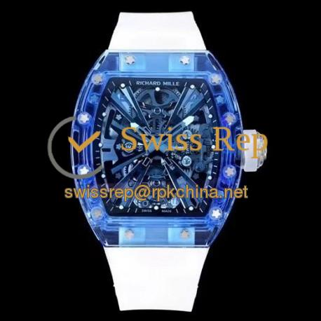 RM012 RMF Blue Sapphire Skeleton Dial White Rubber Strap Tourbillon