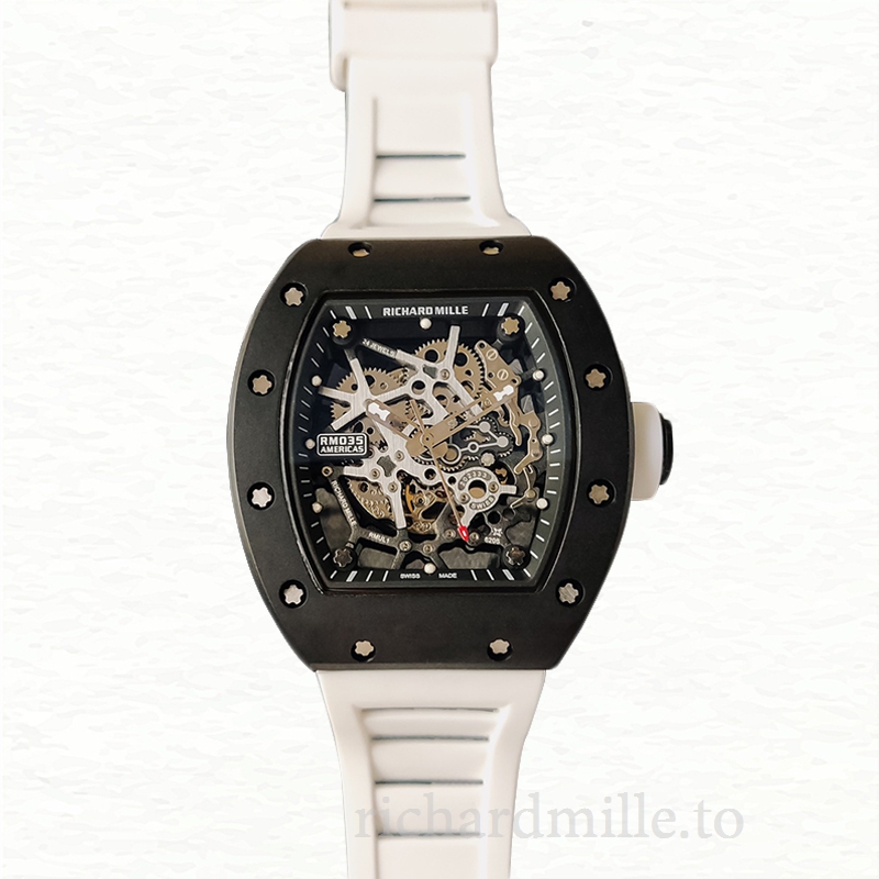 Richard Mille RM35 Men Mechanical Rubber Band Skeleton Dial