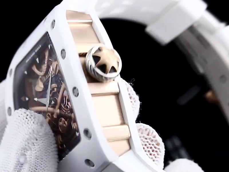 Swiss Replica Richard Mille RM 047 Samurai Skeleton Tourbillon Watch With White Rubber Strap – Exquisite Design
