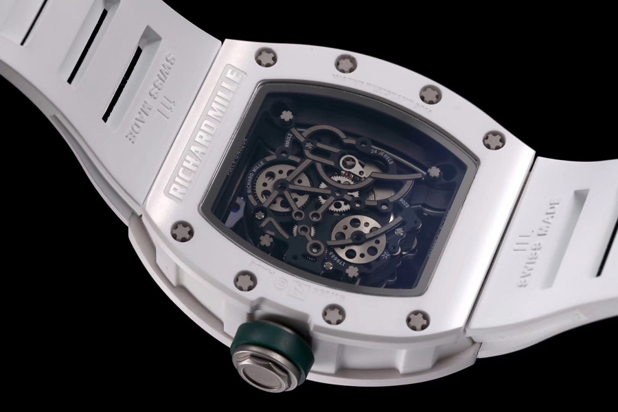 Richard Mille Replica RM 055 White Strap White Ceramic Material Case