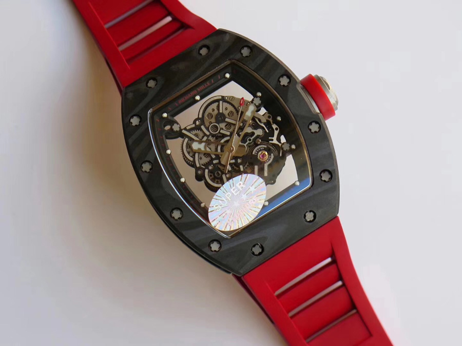 Richard Mille Replica RM 055 Red Rubber Strap Carbon Fiber Bezel