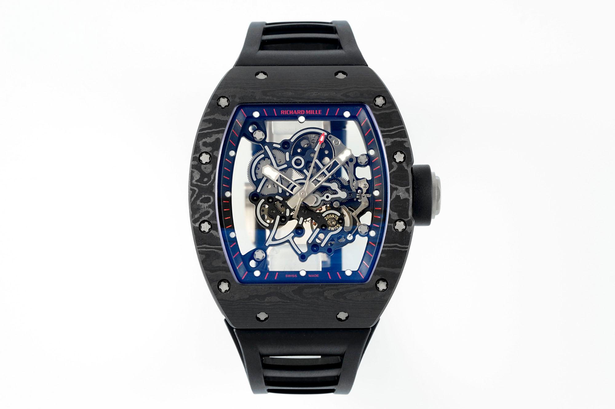 Richard Mille RM055 Skeleton Watch with Black Rubber Strap – Super Clone