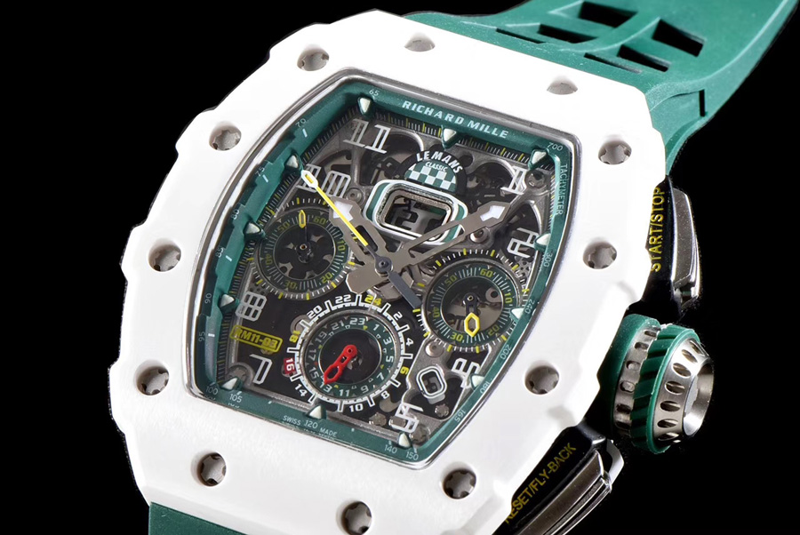 Richard Mille Replica RM 011-03 Green Rubber Strap