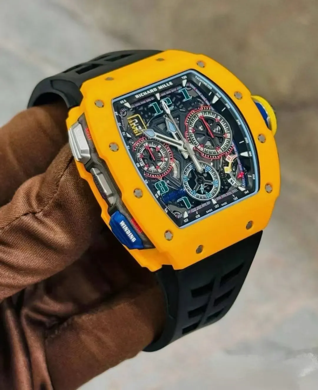 Replica Richard Mille RM 65-01 McLaren W1 Yellow Automatic Skeleton Watch