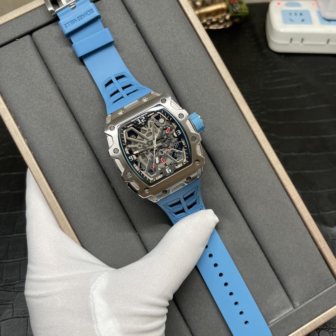 Luxury Replica Richard Mille RM 35-03 Rafael Nadal Skeleton Dial Blue Strap Watch For Men