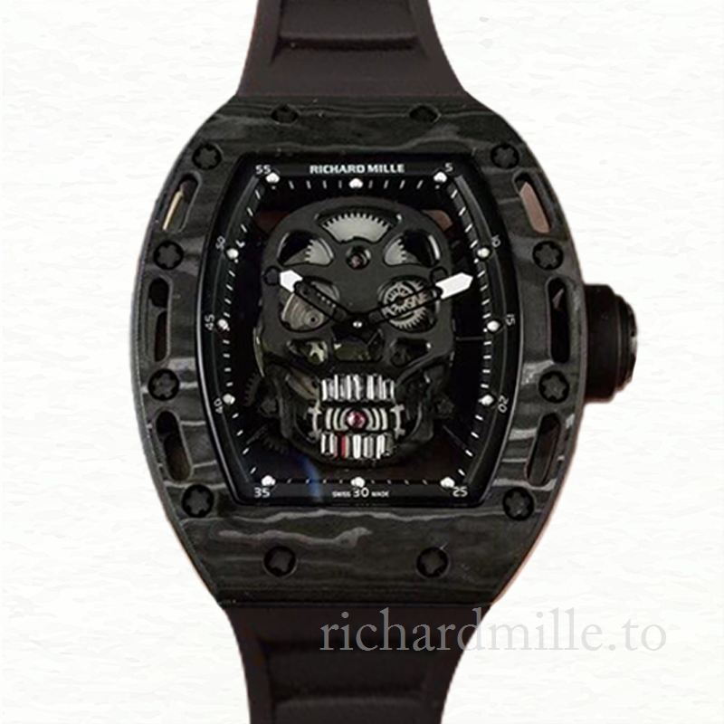 Richard Mille RM052 Men Mechanical Watch Black Skull Dial