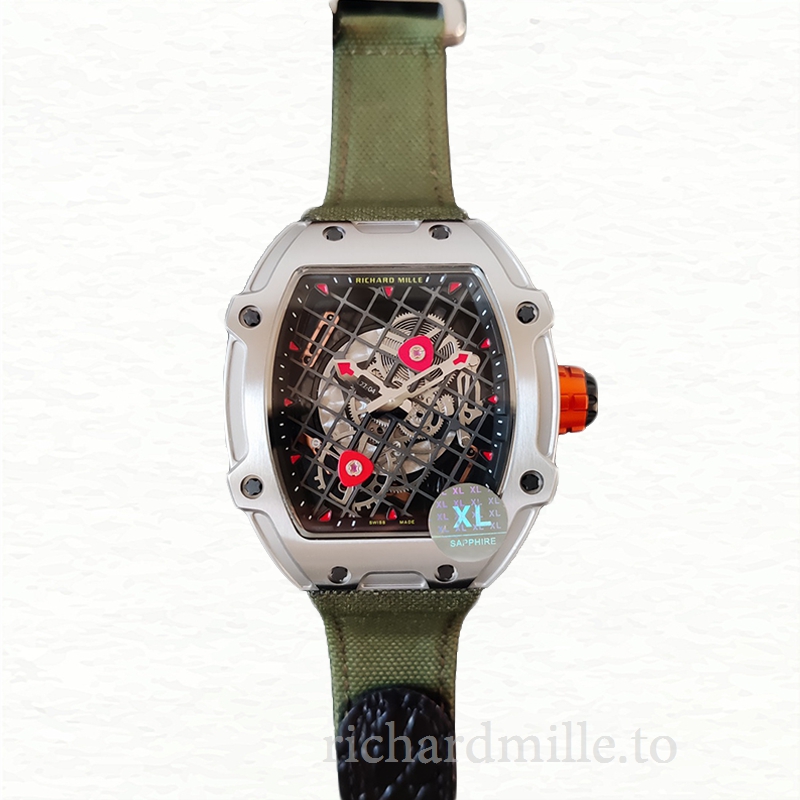 Richard Mille RM27-04 Men Mechanical Transparent Dial Nylon Strap Stainless Steel