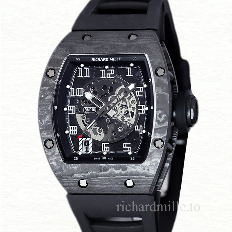 Richard Mille RM 010 Men Automatic Carbon Fiber Rubber Band