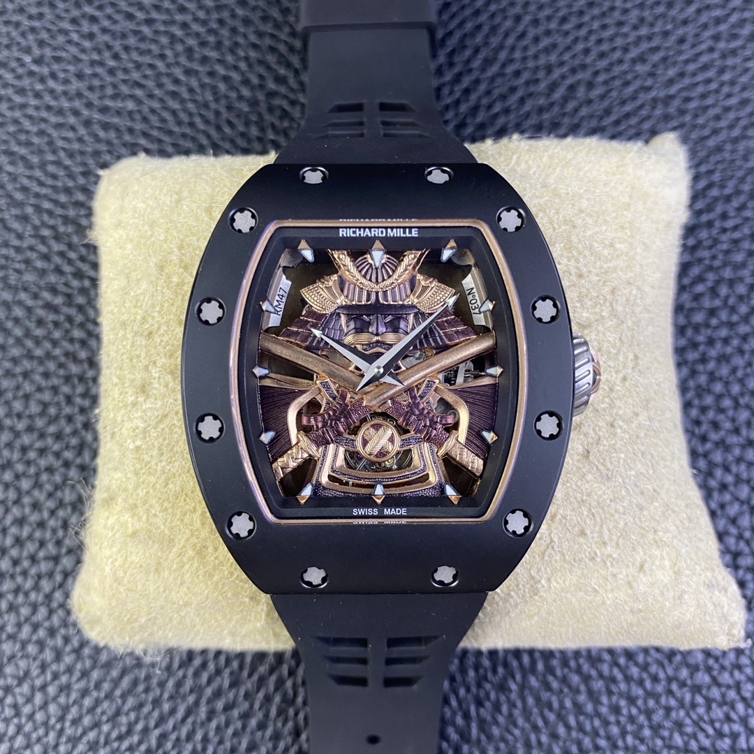 Best Swiss RM47 Black Samurai Tourbillon Replica Watch