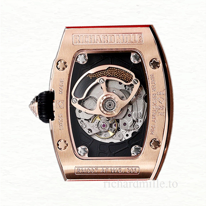 Richard Mille RM 07-01 Ladies Automatic Watch Rubber Band Black With Diamonds Dial