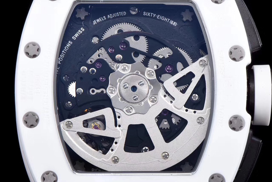 Richard Mille Replica RM 011 White Strap White Dial With Openwork Face