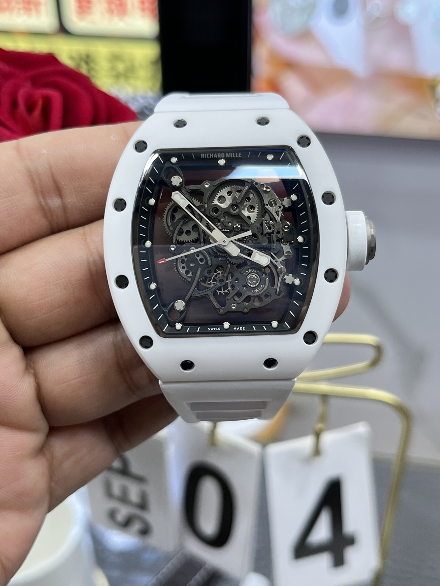 Richard Mille RM055 BBR White Ceramic Skeleton Swiss Replica Sports Watch, Super Clone