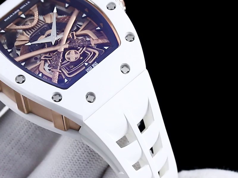 Swiss Replica Richard Mille RM 047 Samurai Skeleton Tourbillon Watch With White Rubber Strap – Exquisite Design