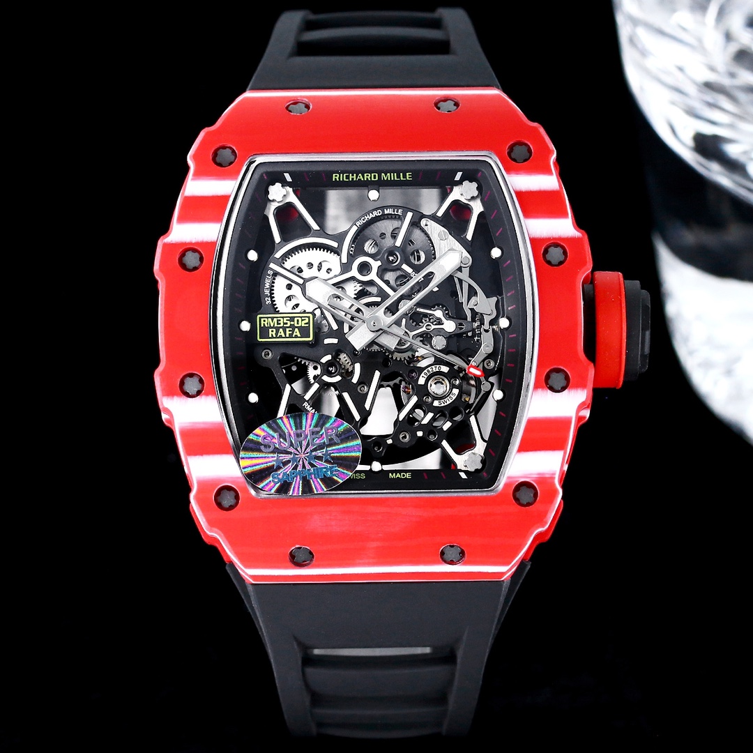 Richard Mille RM 35-02 Rafael Nadal Replica – Bold Red Case, Swiss Tourbillon Movement, Sport Watch For Men