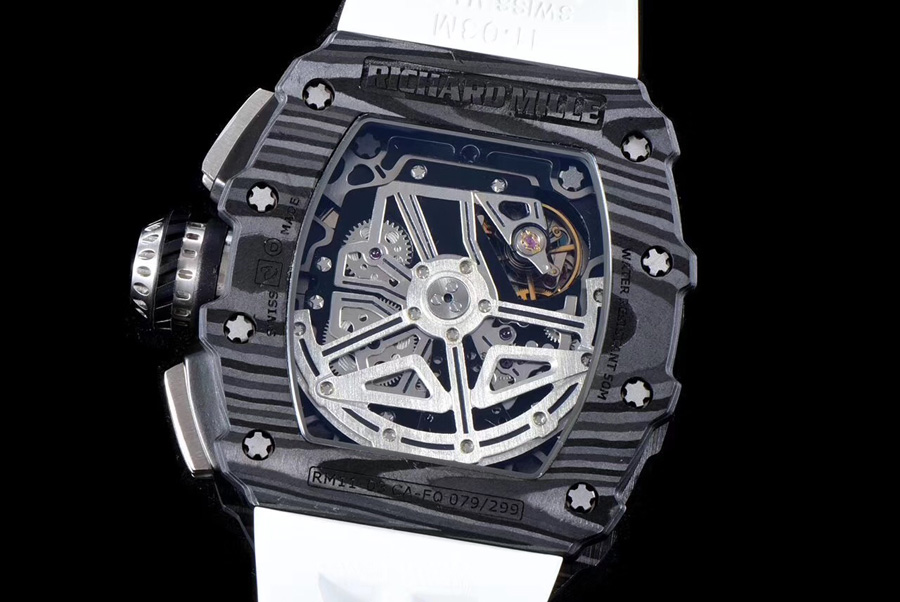 Richard Mille Replica RM 011 White Strap Carbon Fiber Bezel