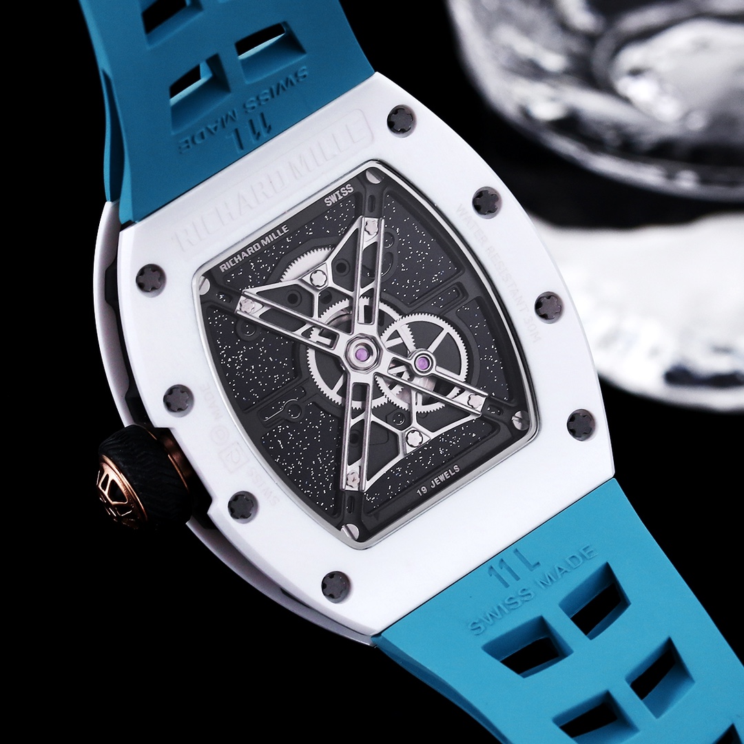 Richard Mille RM 52-05 Pharrell Williams Replica Watch – White Ceramic Case, Swiss Movement, Astronaut Dial, Blue Strap