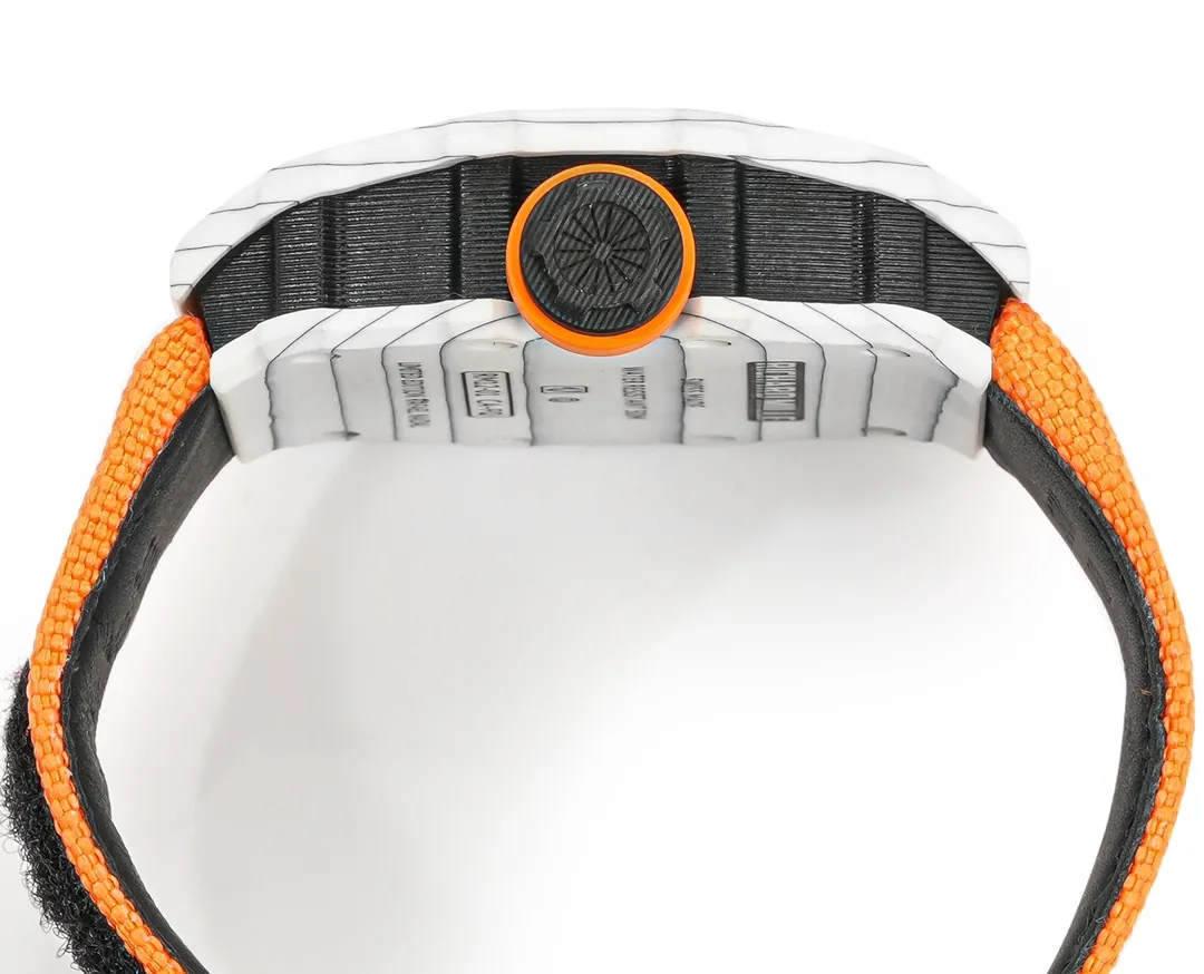 Richard Mille RM 12-01 Tourbillon Super Clone - White Carbon Fiber Orange Strap