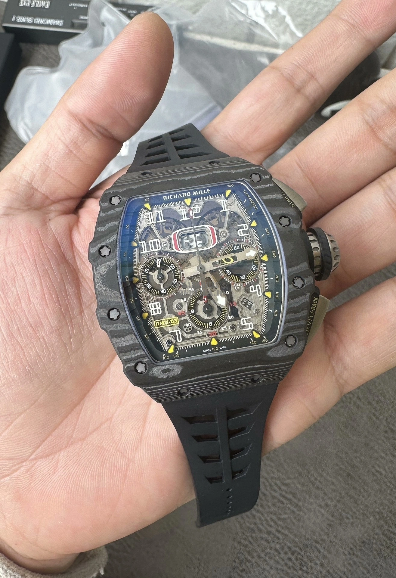 Super Clone RM11-03 Black Magic Richard Mille NTPT Carbon Fiber Full Skeleton 7750