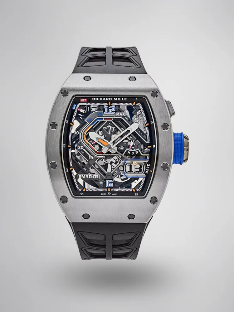 Richard Mille RM 30-01 Replica Skeleton Dial Black Rubber Strap Luxury Sports Wristwatch