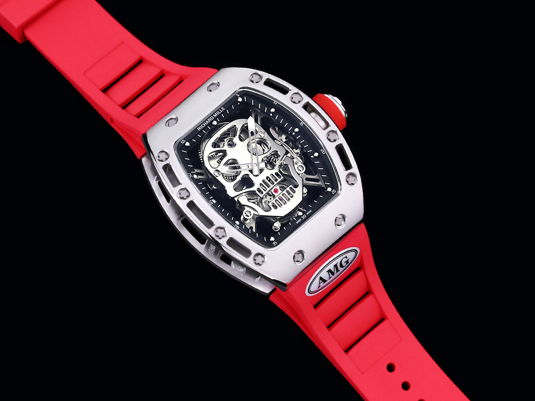 Best Swiss Replica RICHARD MILLE RM 52 Tourbillon Super Clone Watch – Skull Skeleton Dial, Red Strap