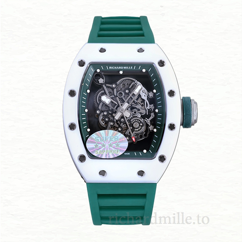 Richard Mille RM055 Men Automatic Transparent Dial Watch Rubber Band
