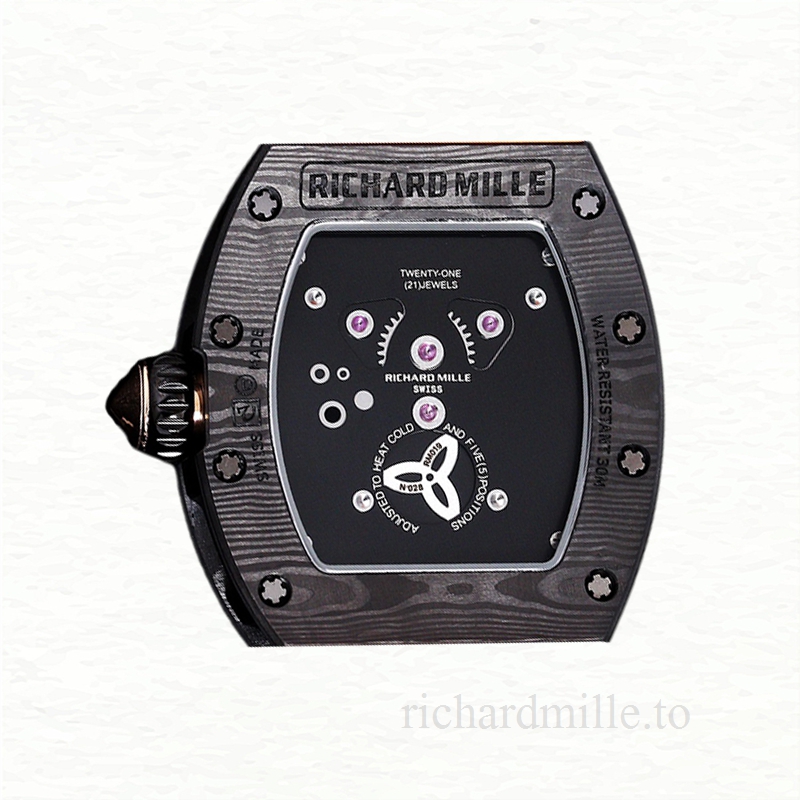 Richard Mille RM 019 Men Automatic Carbon Fiber Watch Transparent Dial